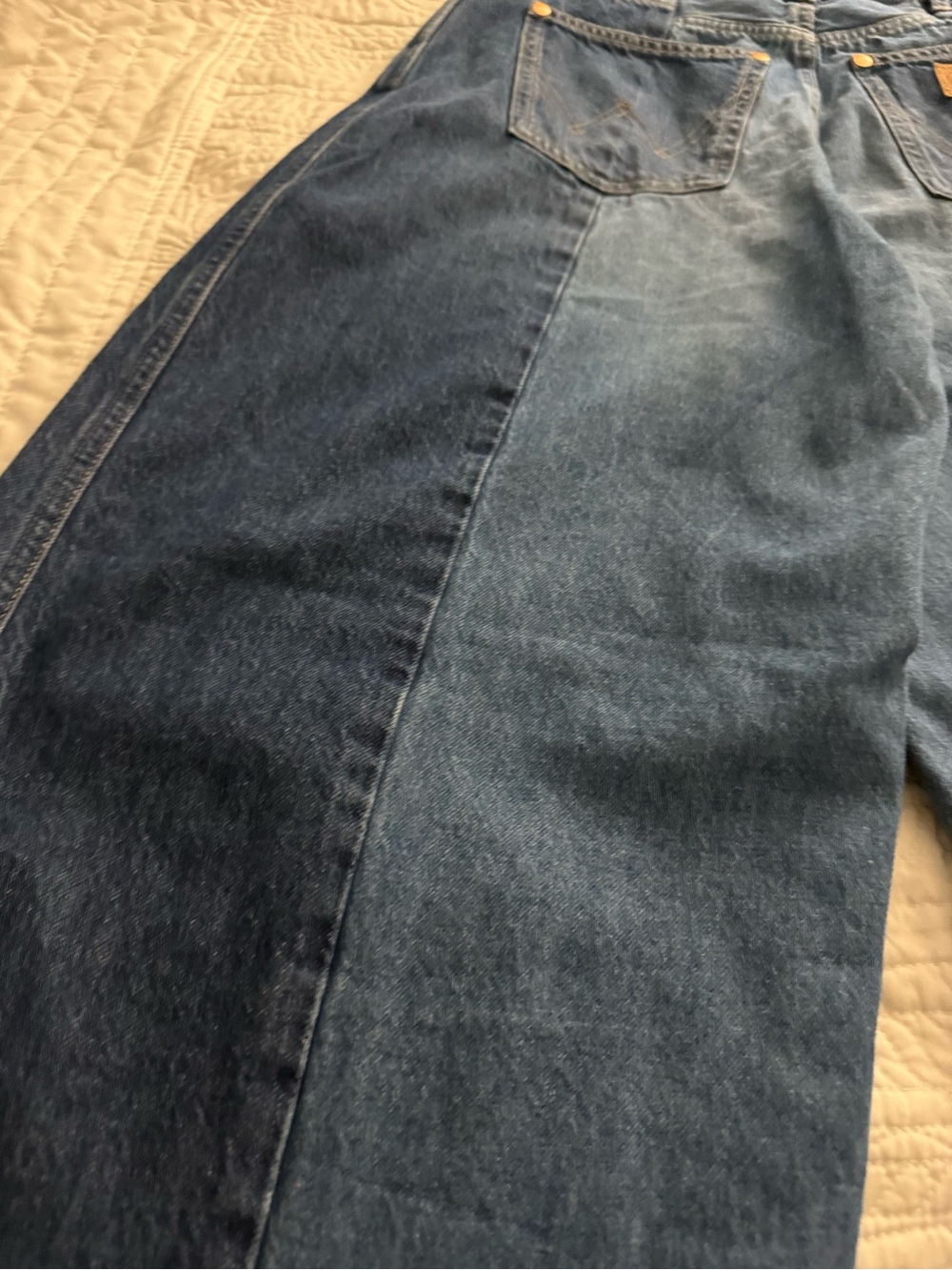 Wrangler cowboy Wide-Leg Two-Tone Blue Jeans for Women - Picture 12 of 16